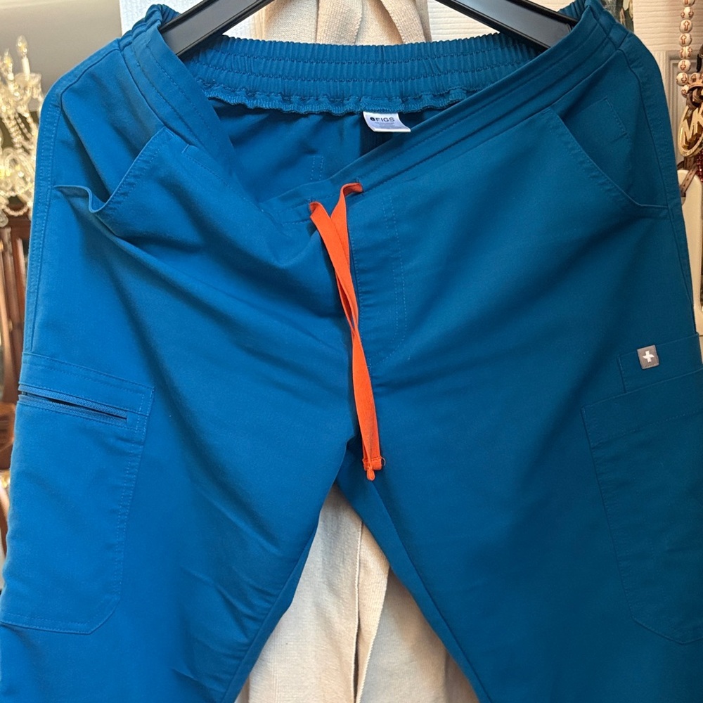 Figs dark harbour Scrub Joggers with Orange Drawstring